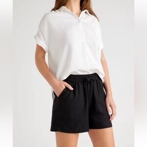 NEW - Quince Black European Linen Shorts Small